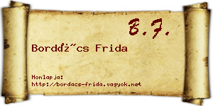 Bordács Frida névjegykártya