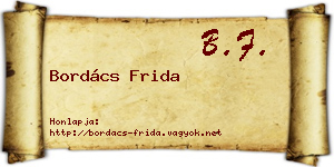 Bordács Frida névjegykártya